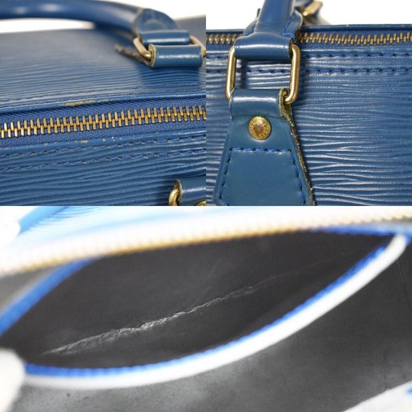 LOUIS VUITTON LV Logo Speedy Travel Hand Bag Epi Leather Blue - Picture 10 of 16